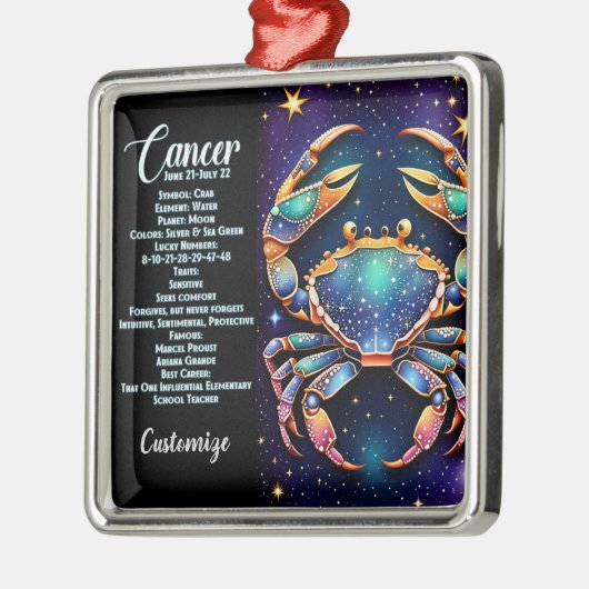 Gepersonaliseerde Juweel Galaxy Zodiac Cancer Metalen Ornament (Links)