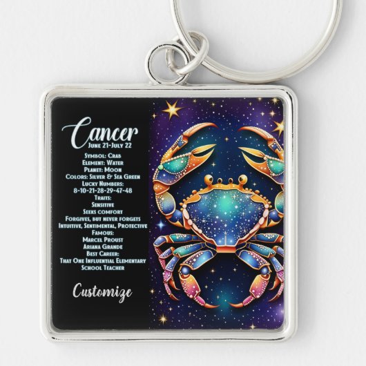 Gepersonaliseerde Juweel Galaxy Zodiac Cancer Sleutelhanger (Voorkant)