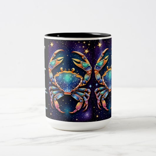 Gepersonaliseerde Juweel Galaxy Zodiac Cancer Tweekleurige Koffiemok (Center)
