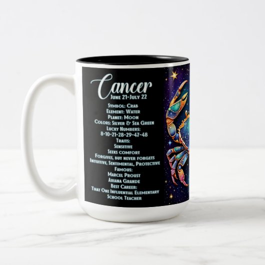 Gepersonaliseerde Juweel Galaxy Zodiac Cancer Tweekleurige Koffiemok (Links)