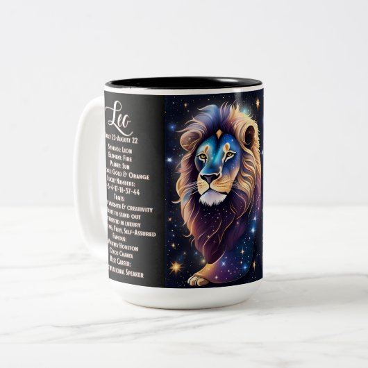 Gepersonaliseerde juweel Galaxy Zodiac Leo Tweekleurige Koffiemok (Voorkant links)