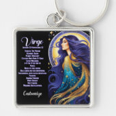 Gepersonaliseerde juweel Galaxy Zodiac Maagd Sleutelhanger (Voorkant)