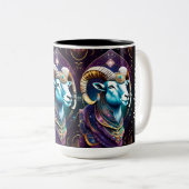 Gepersonaliseerde juweel Galaxy Zodiac Ram Tweekleurige Koffiemok (Voorkant rechts)