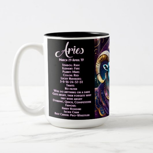 Gepersonaliseerde juweel Galaxy Zodiac Ram Tweekleurige Koffiemok (Links)