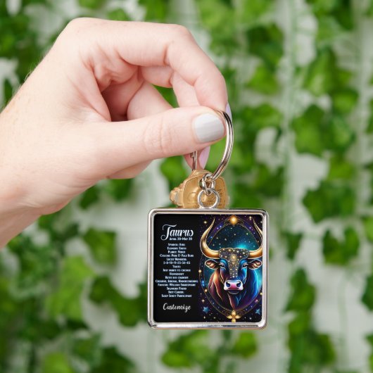 Gepersonaliseerde juweel Galaxy Zodiac Taurus Sleutelhanger (Hand)