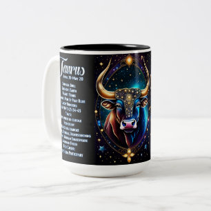 Gepersonaliseerde juweel Galaxy Zodiac Taurus Tweekleurige Koffiemok