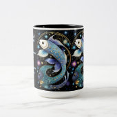 Gepersonaliseerde juweel Galaxy Zodiac Vissen Tweekleurige Koffiemok (Center)