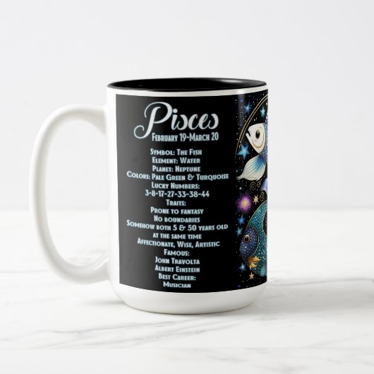 Gepersonaliseerde juweel Galaxy Zodiac Vissen Tweekleurige Koffiemok (Links)