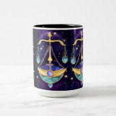 Gepersonaliseerde juweel Galaxy Zodiac Weegschaal Tweekleurige Koffiemok (Center)