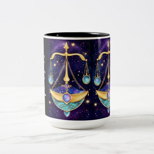 Gepersonaliseerde juweel Galaxy Zodiac Weegschaal Tweekleurige Koffiemok (Center)