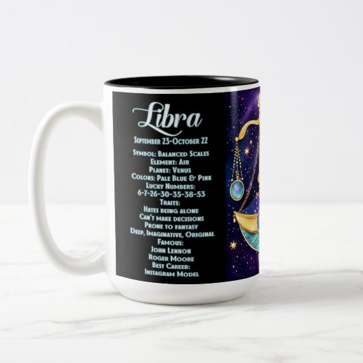 Gepersonaliseerde juweel Galaxy Zodiac Weegschaal Tweekleurige Koffiemok (Links)