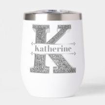 Gepersonaliseerde K Initiaal Silver Monogram Jouw 