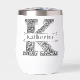 Gepersonaliseerde K Initiaal Silver Monogram Jouw 