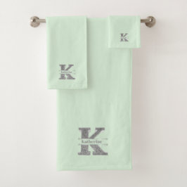 Gepersonaliseerde K Initiaal Silver Monogram Jouw  Bad Handdoek