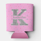 Gepersonaliseerde K Initiaal Silver Monogram Jouw  Blikjeskoeler (Achterkant)