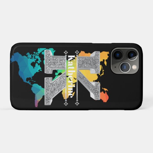 Gepersonaliseerde K Initiaal Silver Monogram Jouw  Case-Mate iPhone Case (Achterkant (horizontaal))