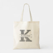 Gepersonaliseerde K Initiaal Silver Monogram Jouw  Tote Bag (Achterkant)