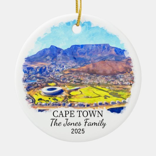 Gepersonaliseerde Kaapstad, Zuid-Afrika Gift Keramisch Ornament (Voorkant)