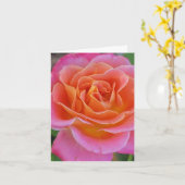 Gepersonaliseerde kaart met roze en oranje roos (Gele Bloem)