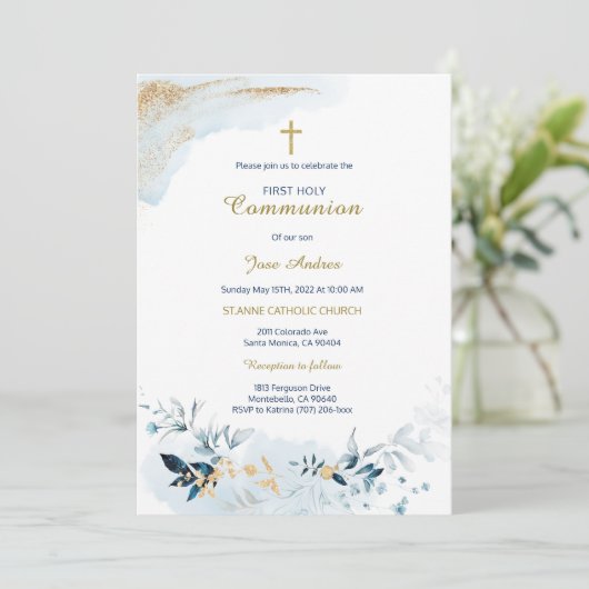 Gepersonaliseerde Kaart van de Eerste Heilige Comm (Staand voorkant)