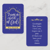 Gepersonaliseerde Kaart voor het bedtijdgebed van  Plaatskaartje (Voorkant / Achterkant)