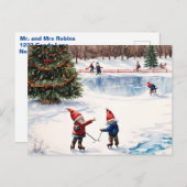 Gepersonaliseerde kabouters schaatsen kerst Briefk Feestdagenkaart (Voorkant / Achterkant)