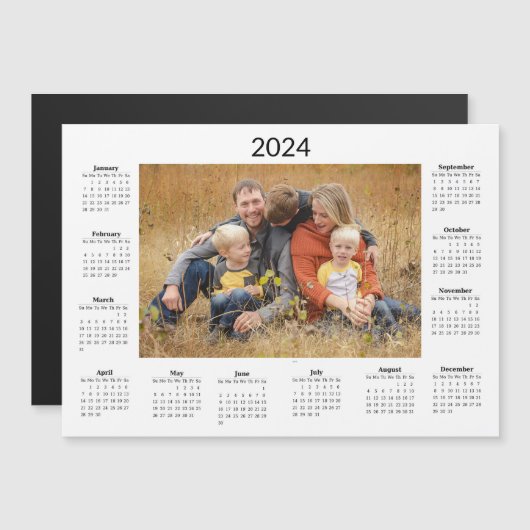 Gepersonaliseerde kalender 2024 magneet (Voorkant / Achterkant)