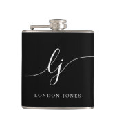 Gepersonaliseerde kalligrafie Black Bachelorette Heupfles (Voorkant)