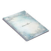 Gepersonaliseerde kalligrafie Blauw Wit Sneeuwvlok Notitieboek (Rechterzijde)