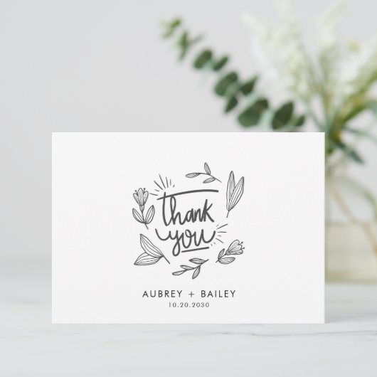 Gepersonaliseerde kalligrafie bruiloft Dank u Bedankkaart (Staand voorkant)