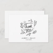 Gepersonaliseerde kalligrafie bruiloft Dank u  Bedankkaart (Voorkant / Achterkant)