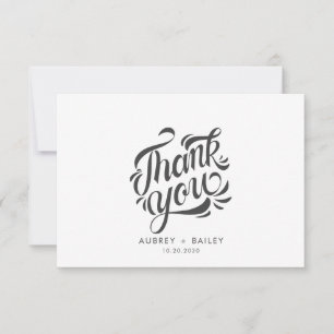 Gepersonaliseerde kalligrafie bruiloft Dank u  Bedankkaart