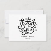 Gepersonaliseerde kalligrafie bruiloft Dank u Bedankkaart (Voorkant)