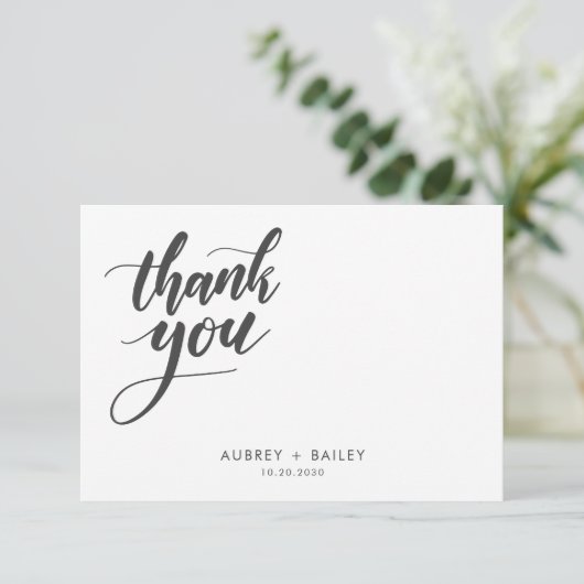 Gepersonaliseerde kalligrafie bruiloft Dank u Bedankkaart (Staand voorkant)