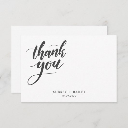 Gepersonaliseerde kalligrafie bruiloft Dank u Bedankkaart (Voorkant / Achterkant)