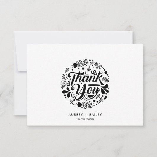 Gepersonaliseerde kalligrafie bruiloft Dank u Bedankkaart (Voorkant)