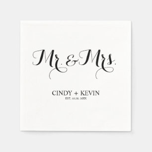 Gepersonaliseerde kalligrafie Mr en Mrs Wedding Pa Servet