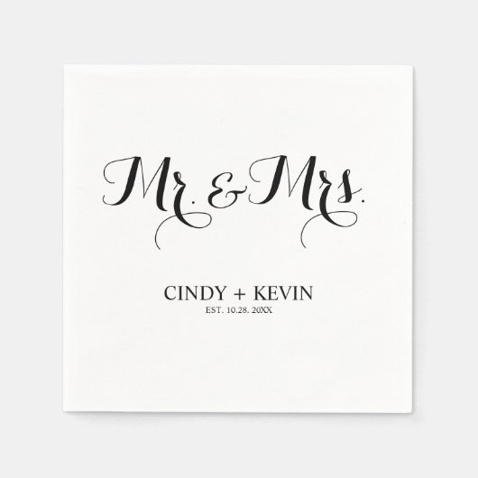 Gepersonaliseerde kalligrafie Mr en Mrs Wedding Pa Servet (Voorkant)