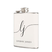 Gepersonaliseerde kalligrafie Naam Ivory Bachelore Heupfles (Links)