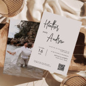 Gepersonaliseerde kalligrafie QR-code bruiloft Kaart