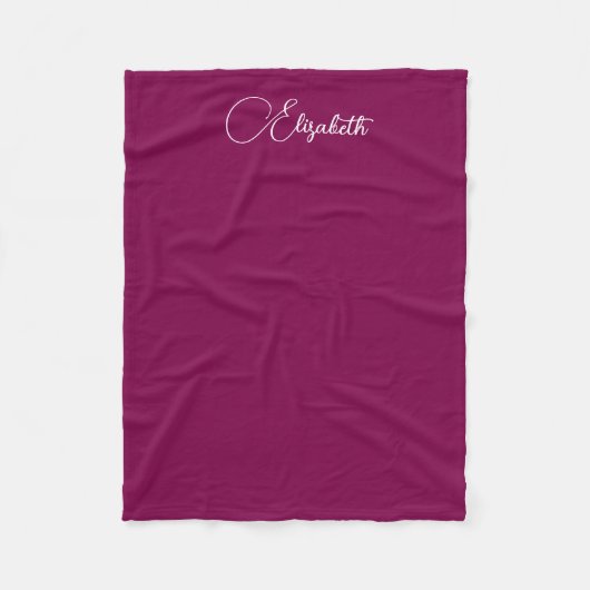 Gepersonaliseerde Kalligrafie Script Naam Wijnkleu Fleece Deken (Voorkant)