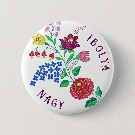 Gepersonaliseerde Kalosai Bloem Stem Ronde Button 5,7 Cm (Voorkant)