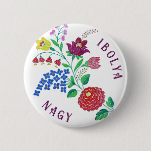 Gepersonaliseerde Kalosai Bloem Stem Ronde Button 5,7 Cm
