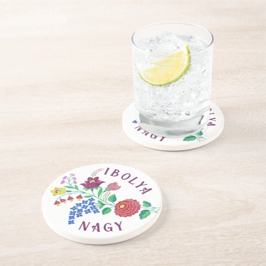 Gepersonaliseerde Kalosai Bloem Stem Zandsteen Onderzetter (Zijkant)