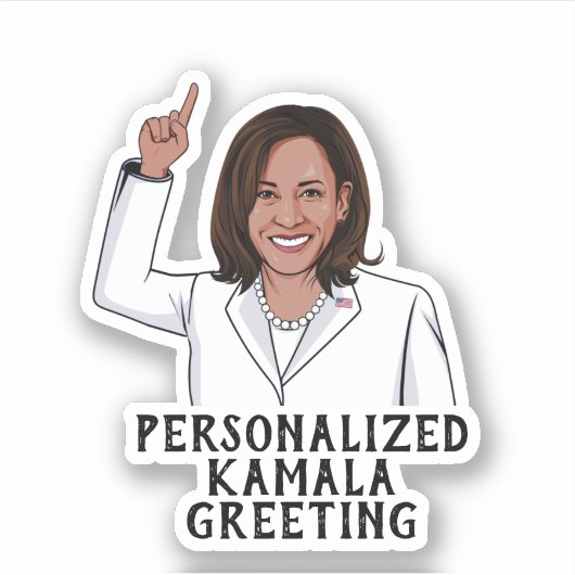 Gepersonaliseerde Kamala groet Sticker (Voorkant)