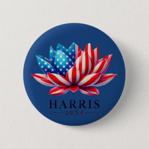Gepersonaliseerde kamala harris bloem Amerika Ronde Button 5,7 Cm