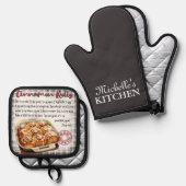 Gepersonaliseerde kaneelbroodjes bakken recept ovenwant & pannenlap set (Voorkant / Achterkant)