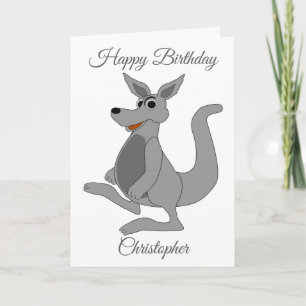 Gepersonaliseerde Kangaroo Design Verjaardag Kaart