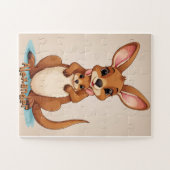 Gepersonaliseerde kangoeroe met baby in zakje legpuzzel (Horizontaal)