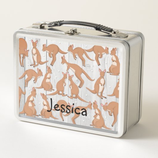 Gepersonaliseerde Kangoeroe metalen lunchbox (Voorkant)